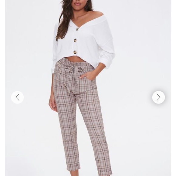 Forever 21 Plaid Paperbag pants Sz S New Cute - Picture 1 of 5